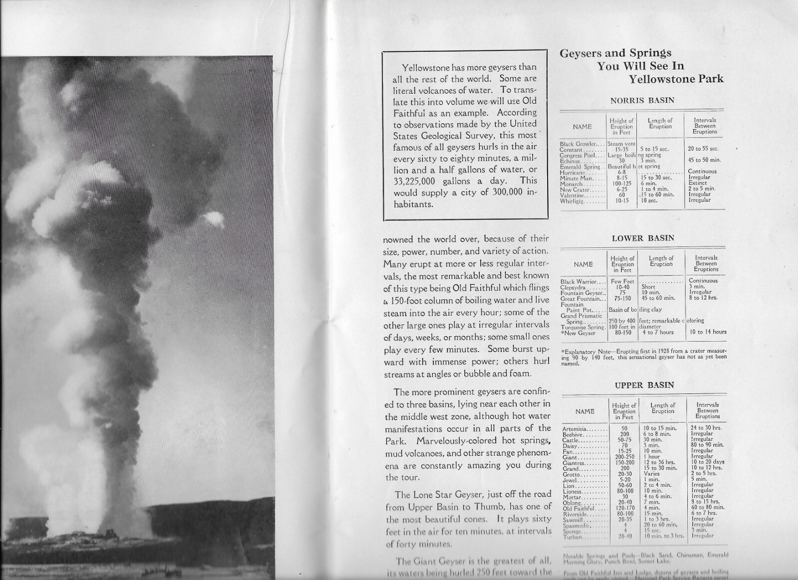 1928: N.Pacific Railway, MAGIC YELLOWSTONE, 1st.Ed.,64p., 70+ Photos & Maps.