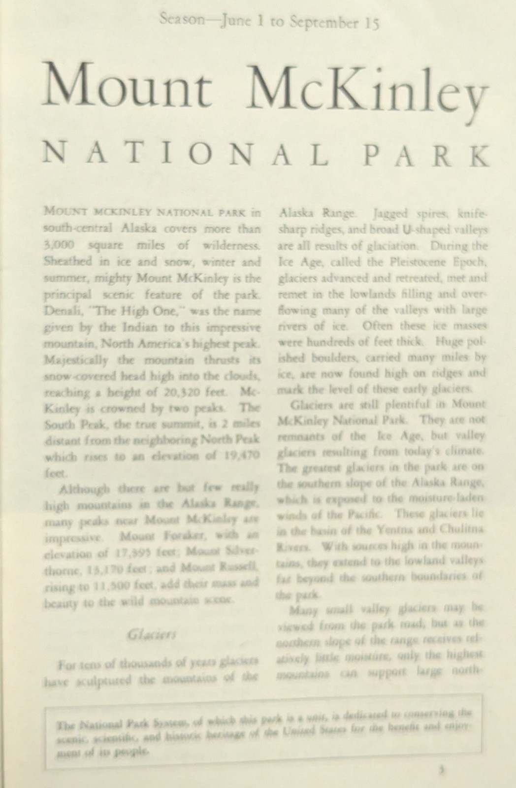 *VINTAGE 1958 MOUNT McKINLEY NATIONAL PARK ALASKA SOUVENIR ADVERTISING BOOKLET*