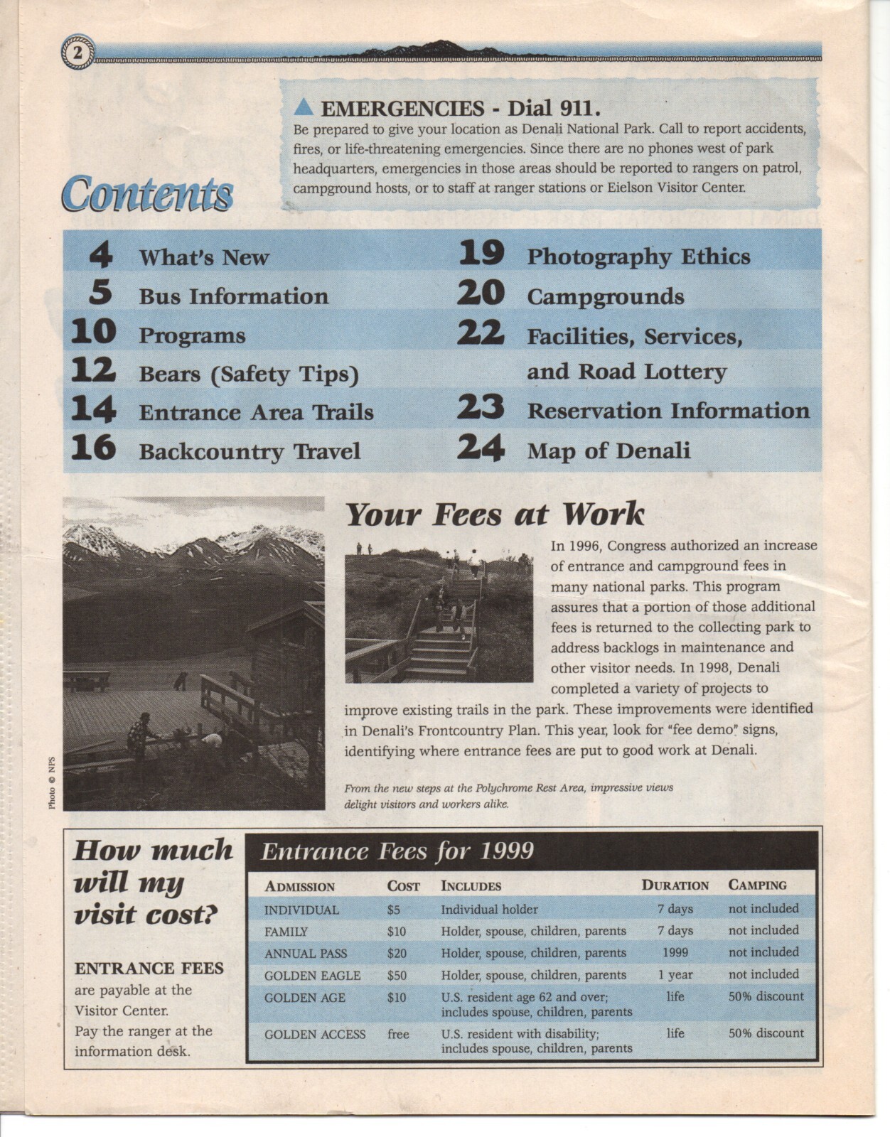 Lot of 2 Vintage 1999 Denali National Park Souvenir Newspapers/Visitor Guides 