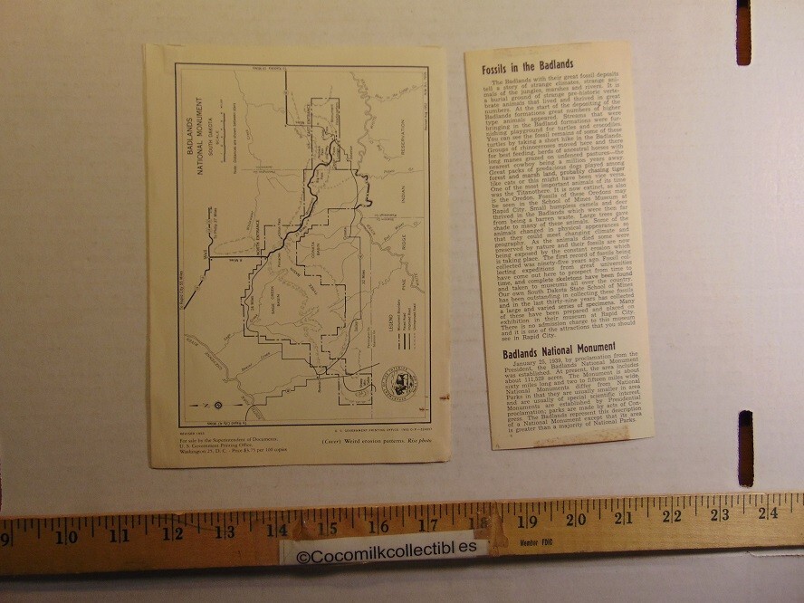 Vintage 1953 Badlands National Monument SD Information Guide & Badlands Brochure