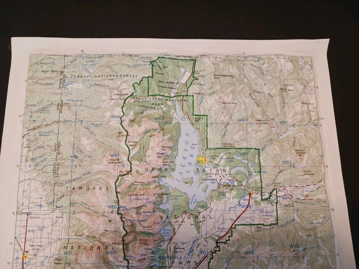 Vintage Grand Teton National Park Area Map 3D Raised Relief 1983