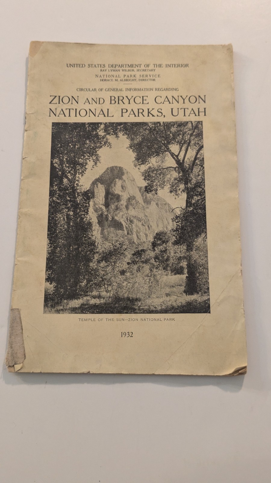 1932 Zion & Bryce Canyon Utah National Parks Brochure National Park Service