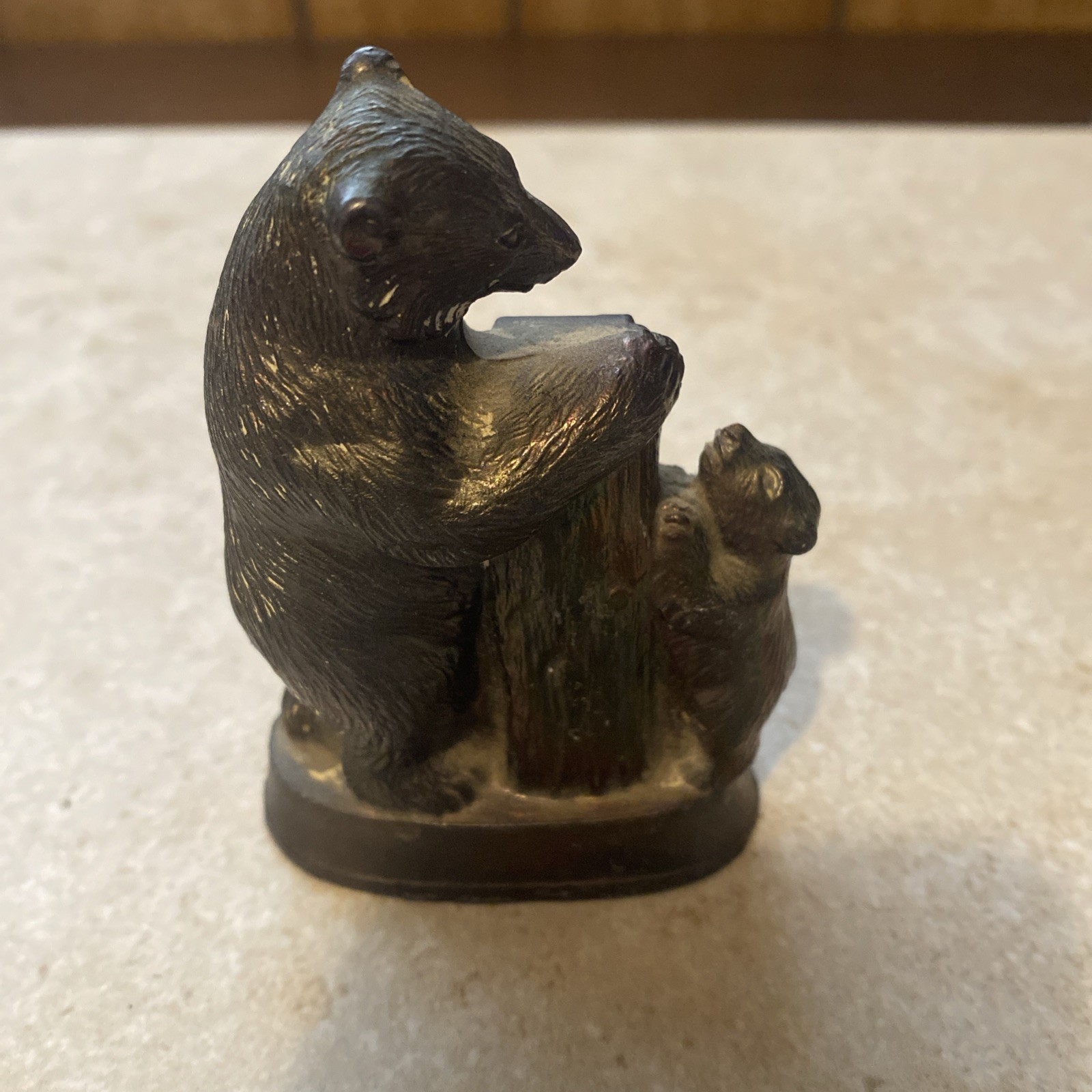 Yellowstone Park Vintage Souvenir Bear & Cub Thermometer 4″ Heavy Metal