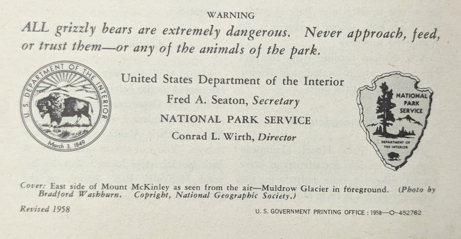 *VINTAGE 1958 MOUNT McKINLEY NATIONAL PARK ALASKA SOUVENIR ADVERTISING BOOKLET*