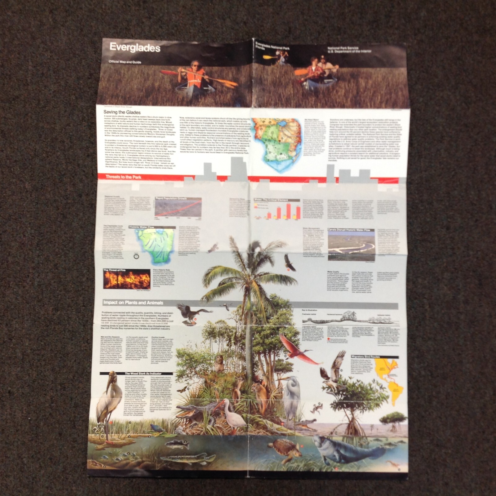 Vtg 1997 US Dep’t Int Everglades National Park Services Official Map and Guide