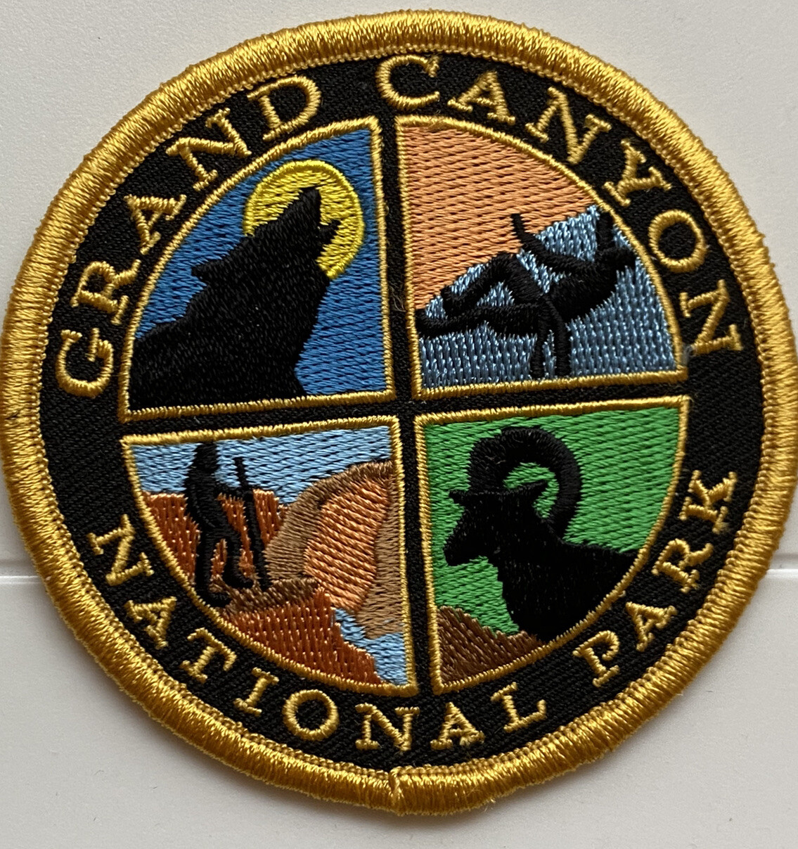 Grand Canyon National Park Howling Wolf Bighorn Sheep Hiker Souvenir Round Patch