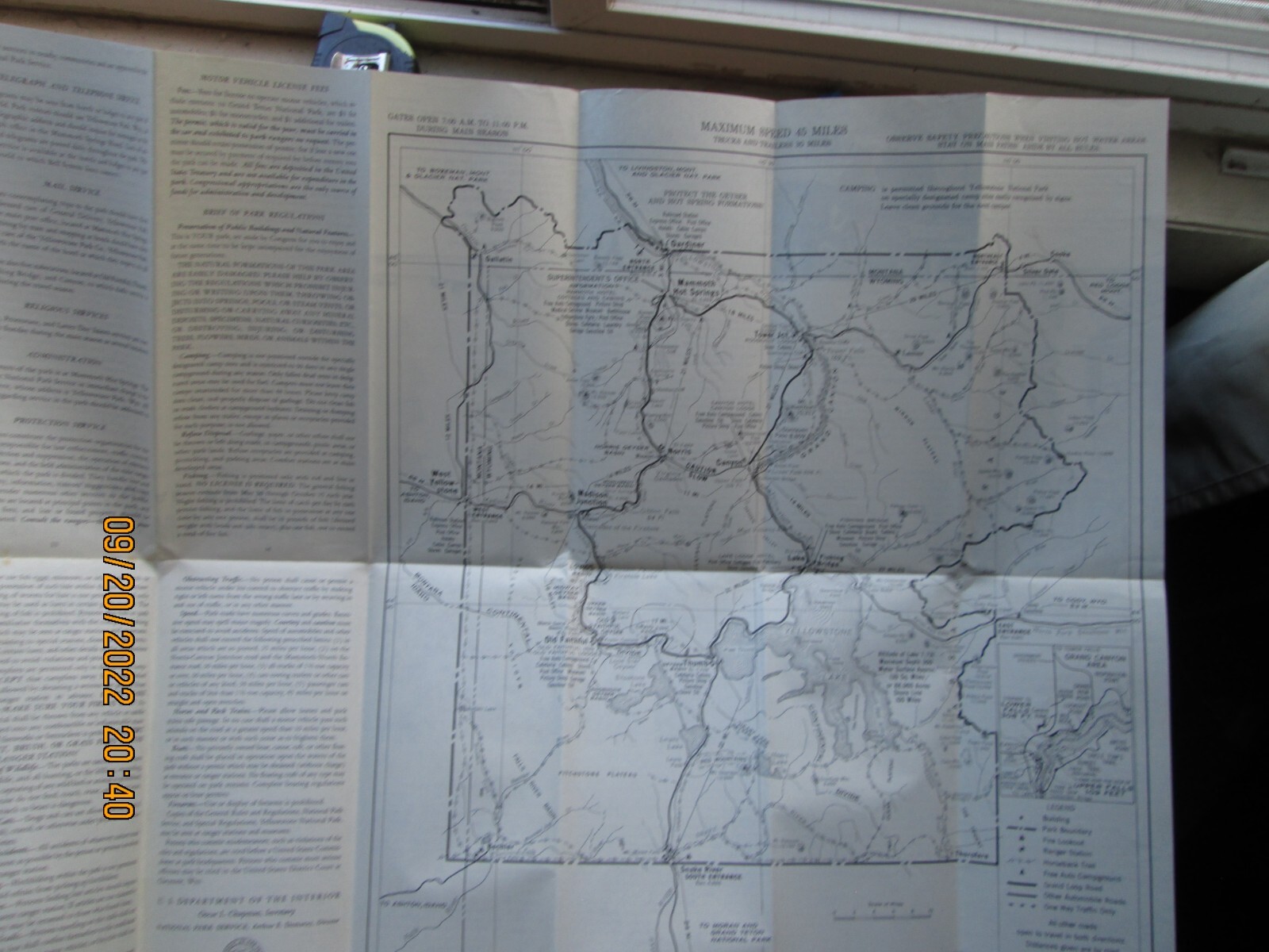 Yellowstone National Park brochure map 1951