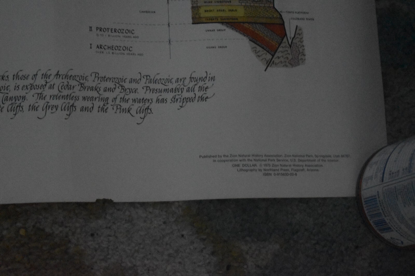 24.5″ X 16″ 1971 Geologic Cross Section Grand Canyon Dual Side Zion SF Poster