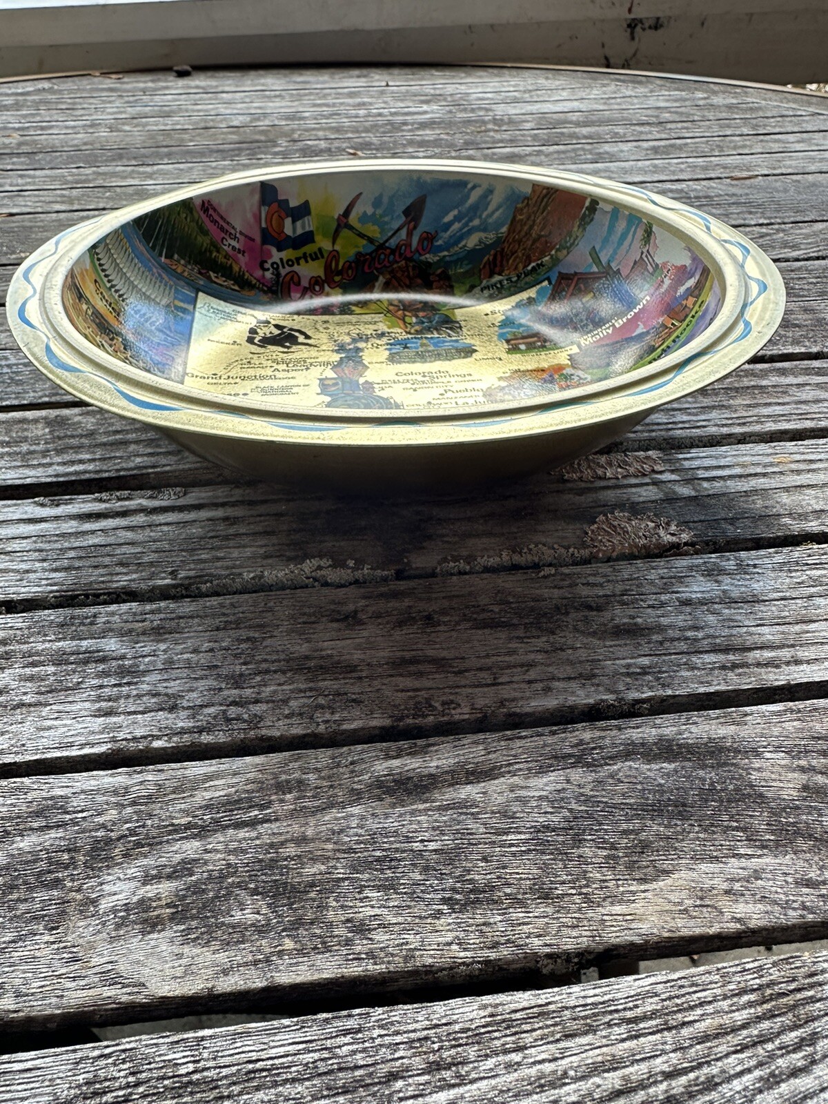 Vintage 1960’s Colorful Colorado Metal Tin Serving Bowl Artist Ken Haag