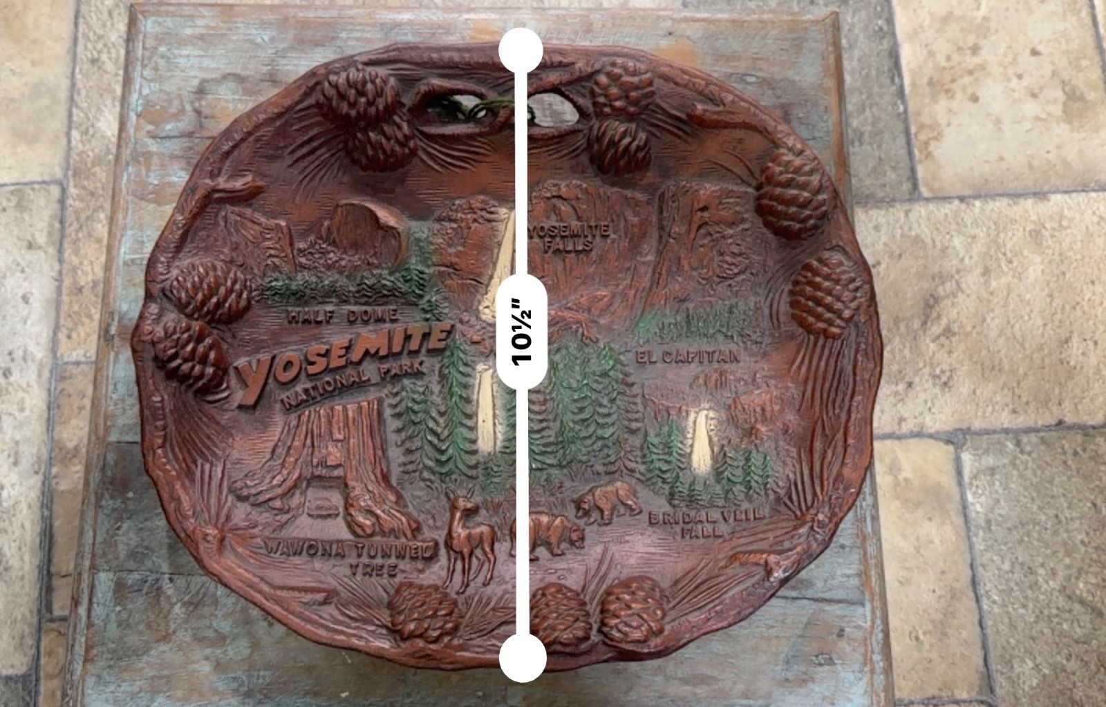 Vintage Yosemite National Park 3D Faux Wood Wall Plaque Souvenir Plate 12×10