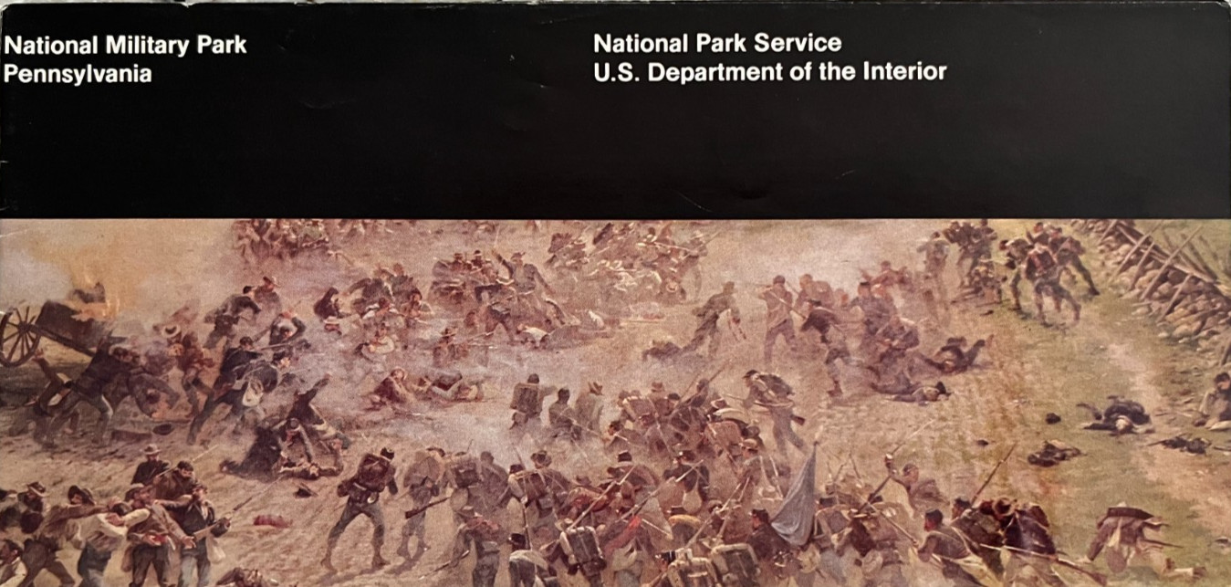 1990 GETTYSBURG MILITARY PARK NATIONAL PARK SERVICE UNIGRID BROCHURE/MAP OOP