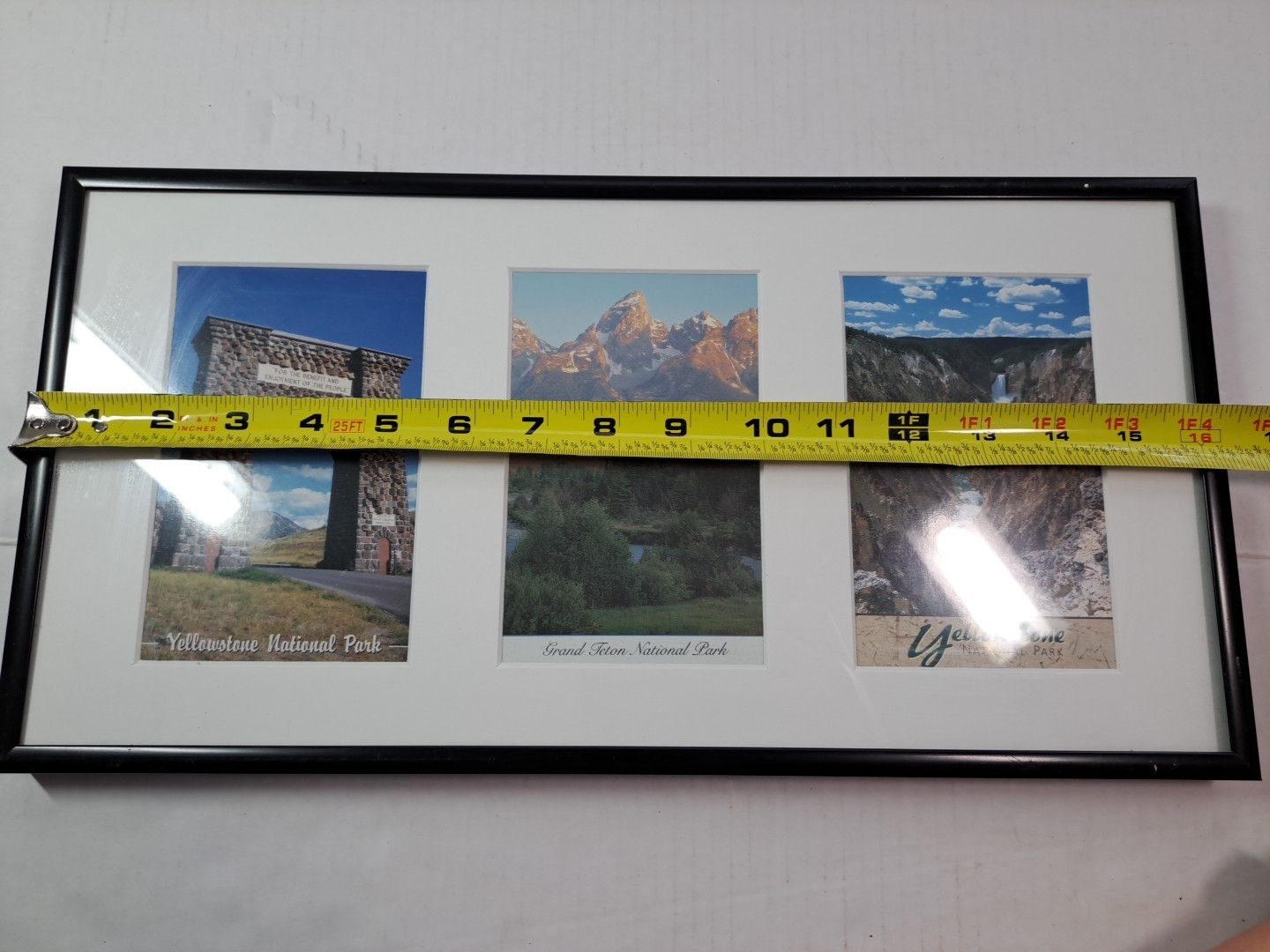 3 Framed Souvenir Prints Or Postcards Of Yellowstone National & Grand Teton Park
