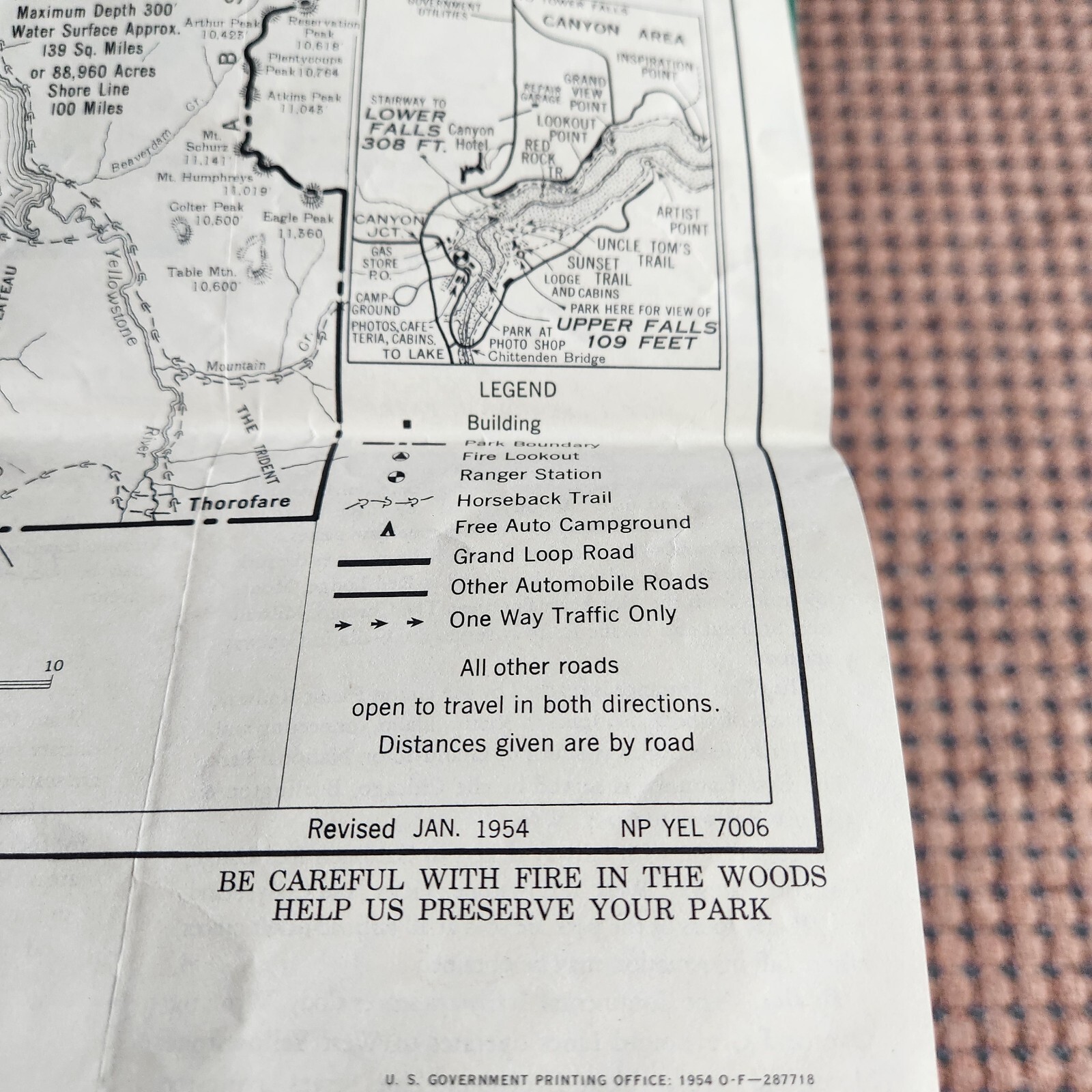 1954 Yellowstone Park Brochure and Map