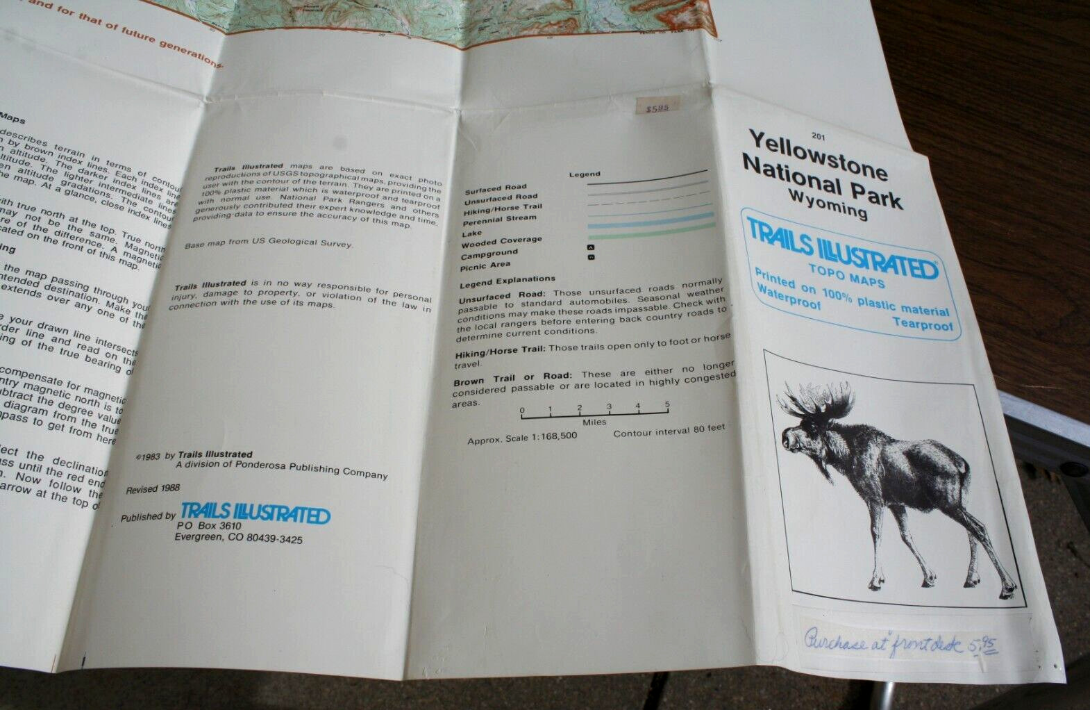 1983 Yellowstone National Park Wyoming Trails Illustrated Topo Maps 201