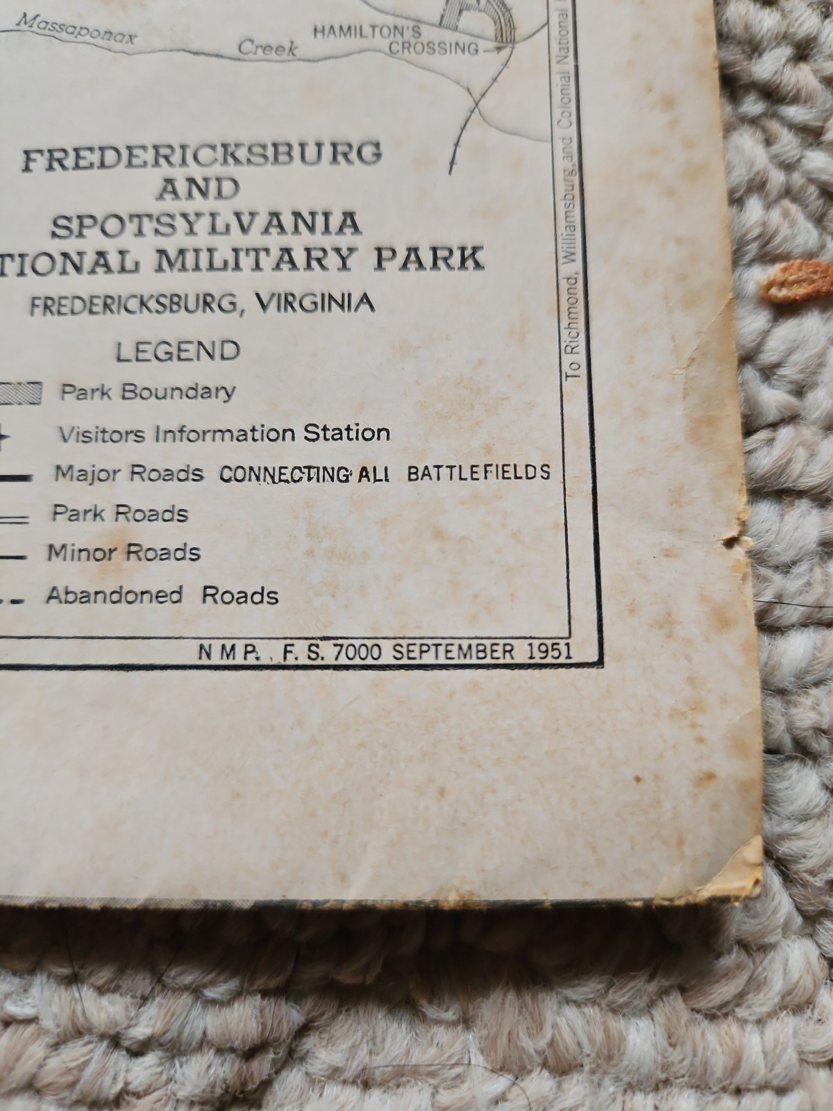 1961 Vntg Pamphlet Of Fredericksburg & Spotsylvania County Nationa Military Park