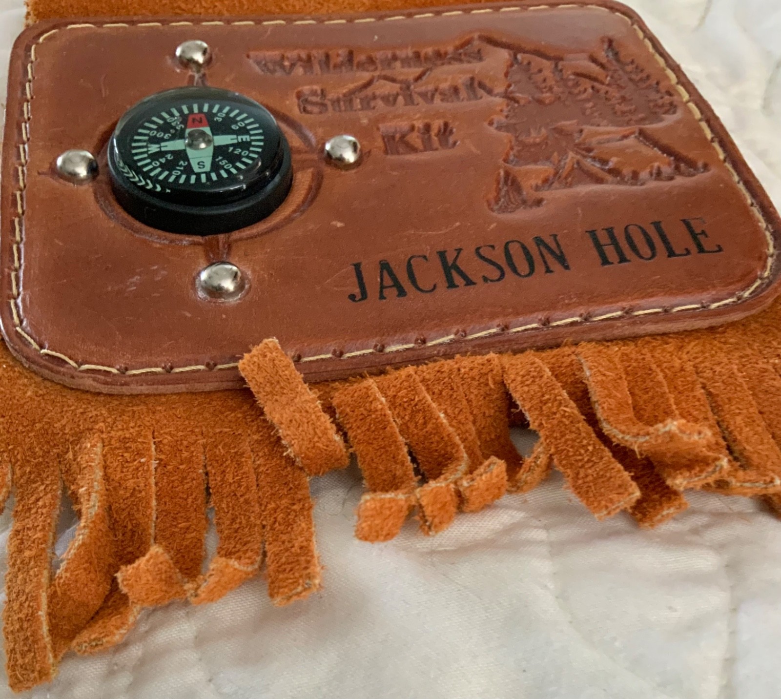 Leather-bound Wilderness Survival Kit Souvenir Jackson Hole, Wyoming USA