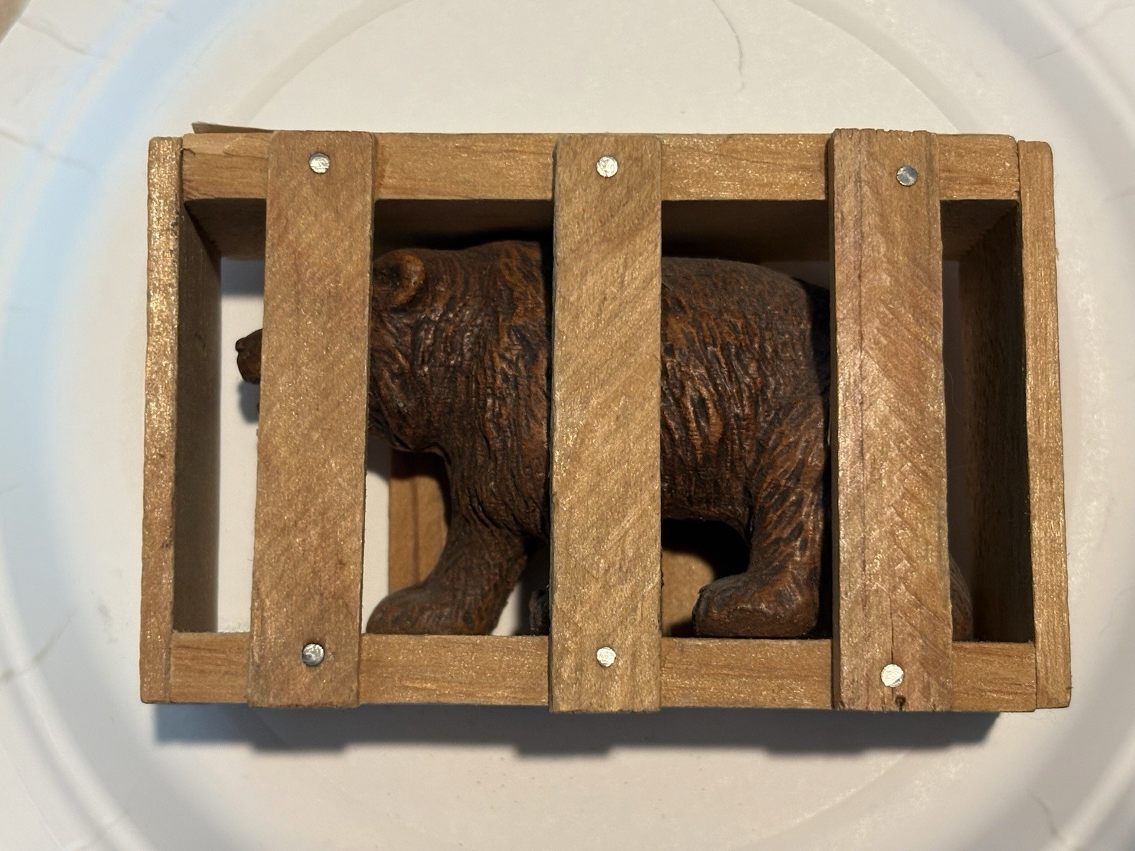 Vtg Good Luck Bear In Crate Souvenir From Yellowstone Park With Mailing Label