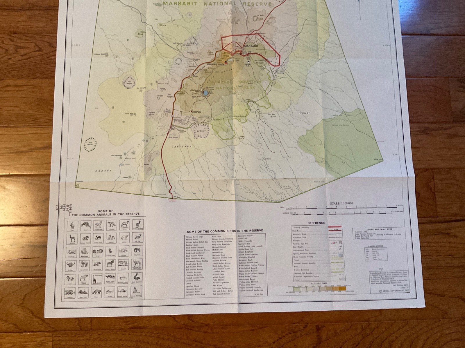 Map of Marsabit National Park and Reserve, Copyright 1979 Kenya Government