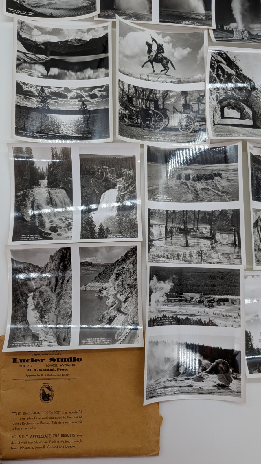 LOT OF SIXTEEN (16) VINTAGE LUCIER STUDIO PHOTOS OF YELLOWSTONE SHOSHONE PROJECT
