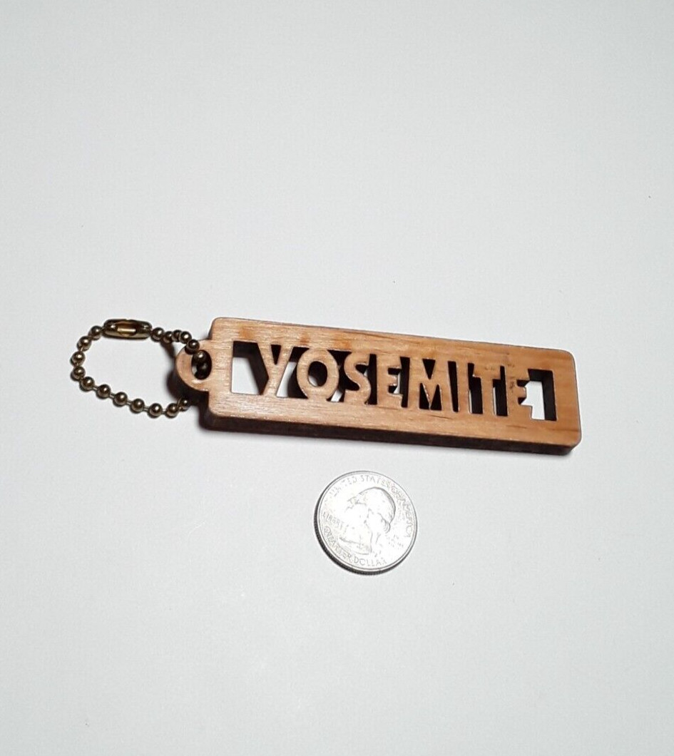 YOSEMITE Wooden Rectangle Keyring Keychain EUC