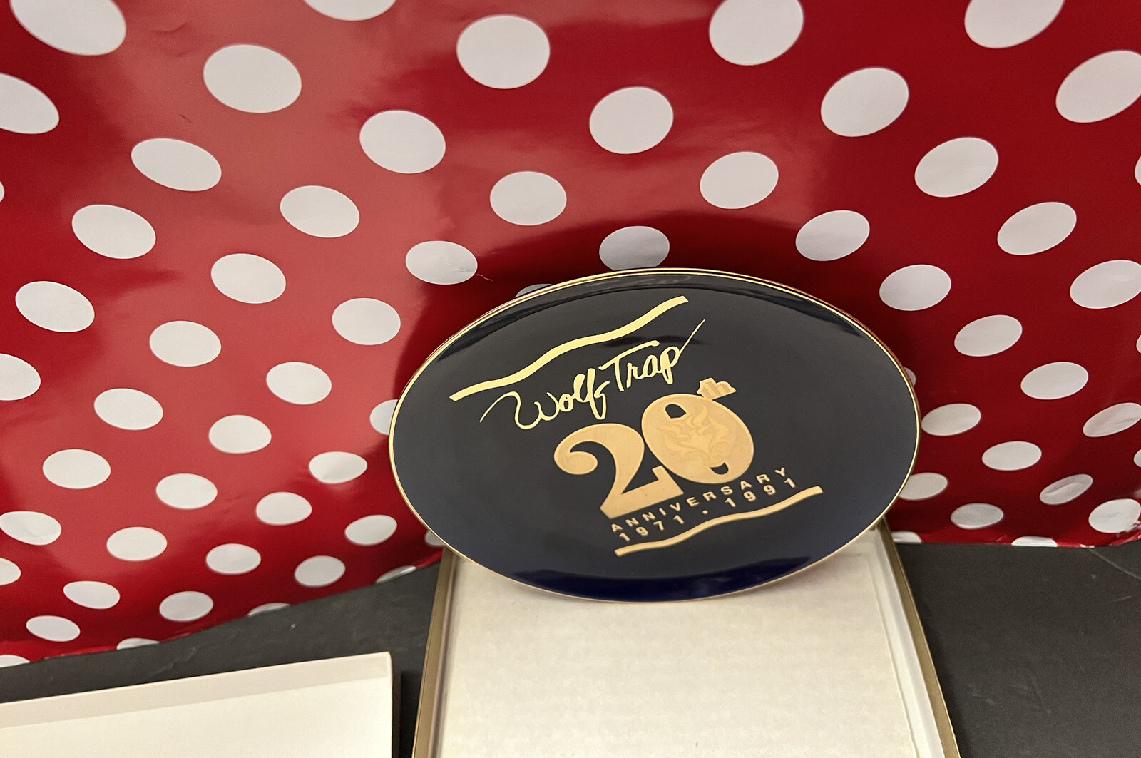 Wolf Trap for the Performing Arts 20th Anniversary Plate 1971-1991 Blue Gold Box