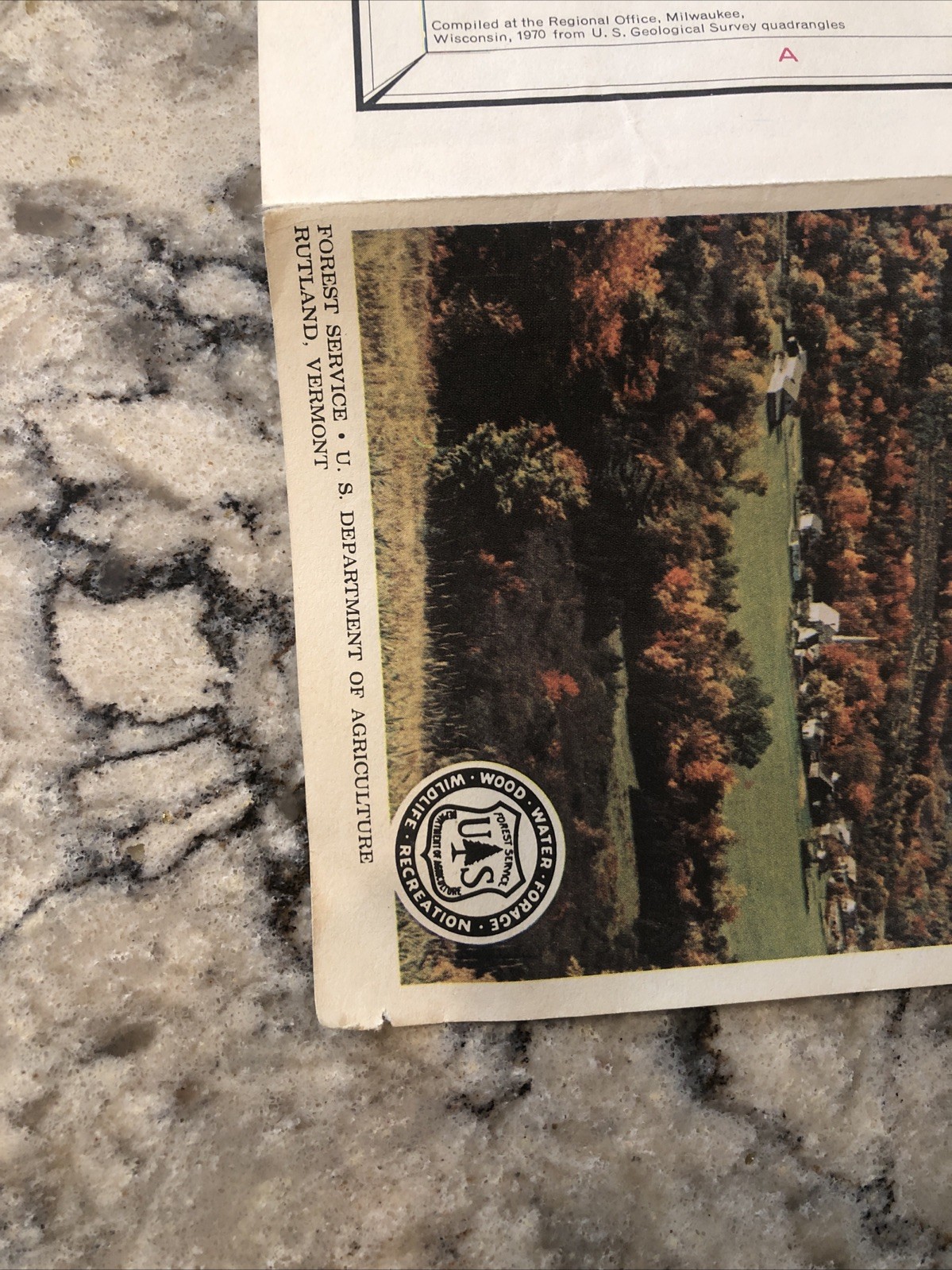 Vintage Green Mountain National Forest Vermont Map Brochure Pamphlet 1970 18”x32
