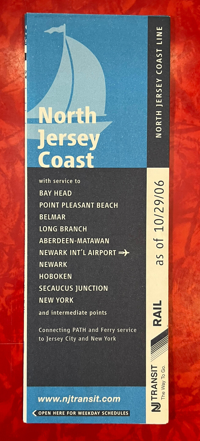 NORTH JERSEY COAST LINE NEW JERSEY TRANSIT RAIL TIMETABLE SCHEDULE 2006