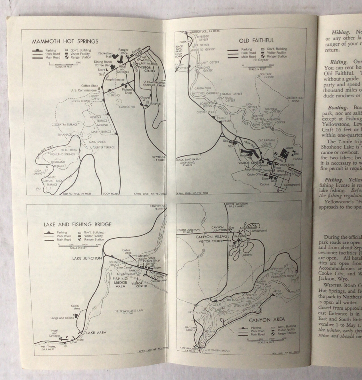 1962 Yellowstone National Park Travel Guide Brochure Booklet Map #2