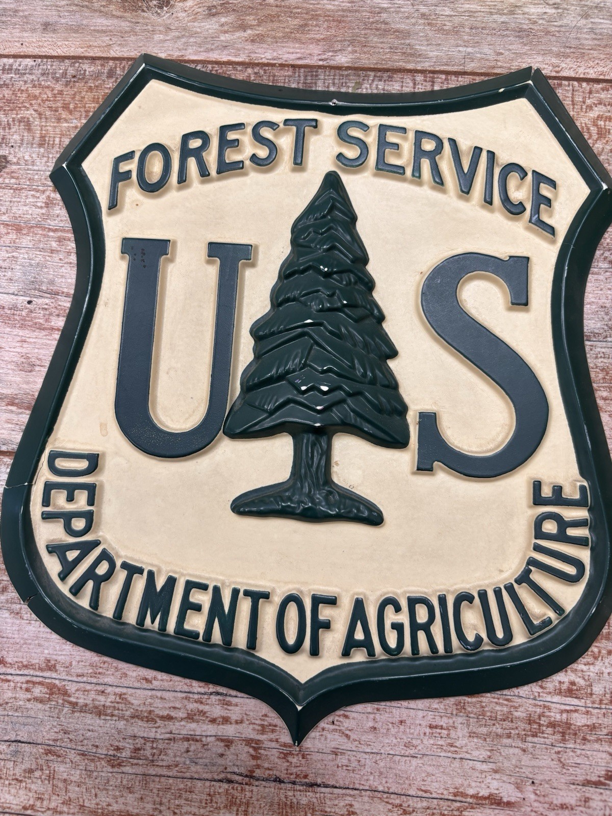 Vintage United States Forest Service Office Sign Vacuum Formed Plastic Shield