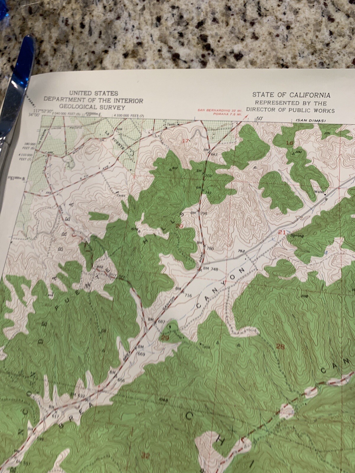 VTG 1949 Topographic Map Yorba Linda CA 22