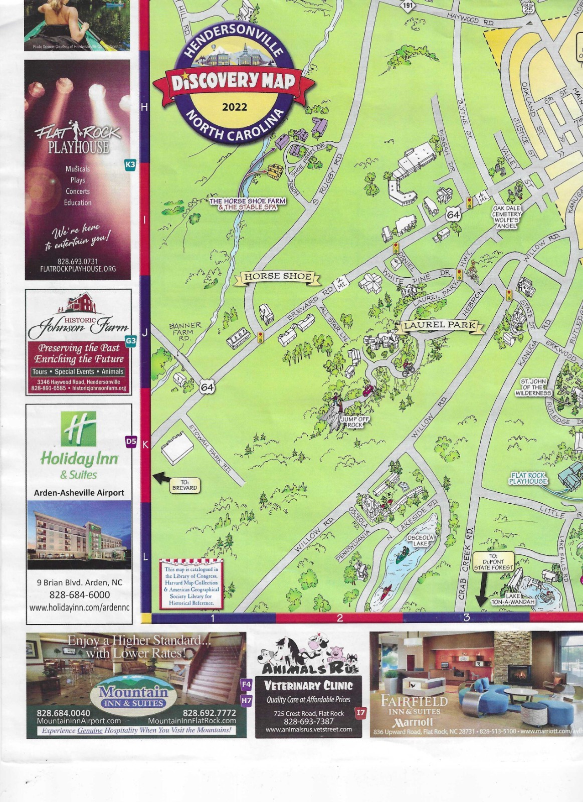 7 TRAVEL ITEMS BROCHURES: Hendersonville & Forest City, NC; Callaway Gardens, GA