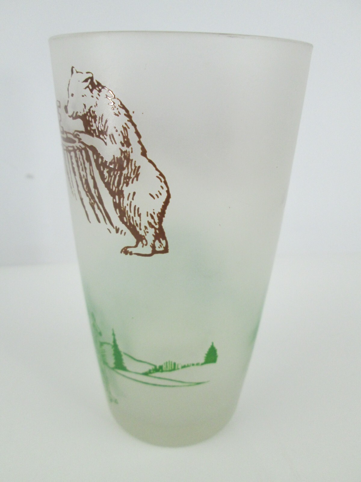 Vintage Yellowstone Park w/Bears Lower Falls Frosted Souvenir Glass