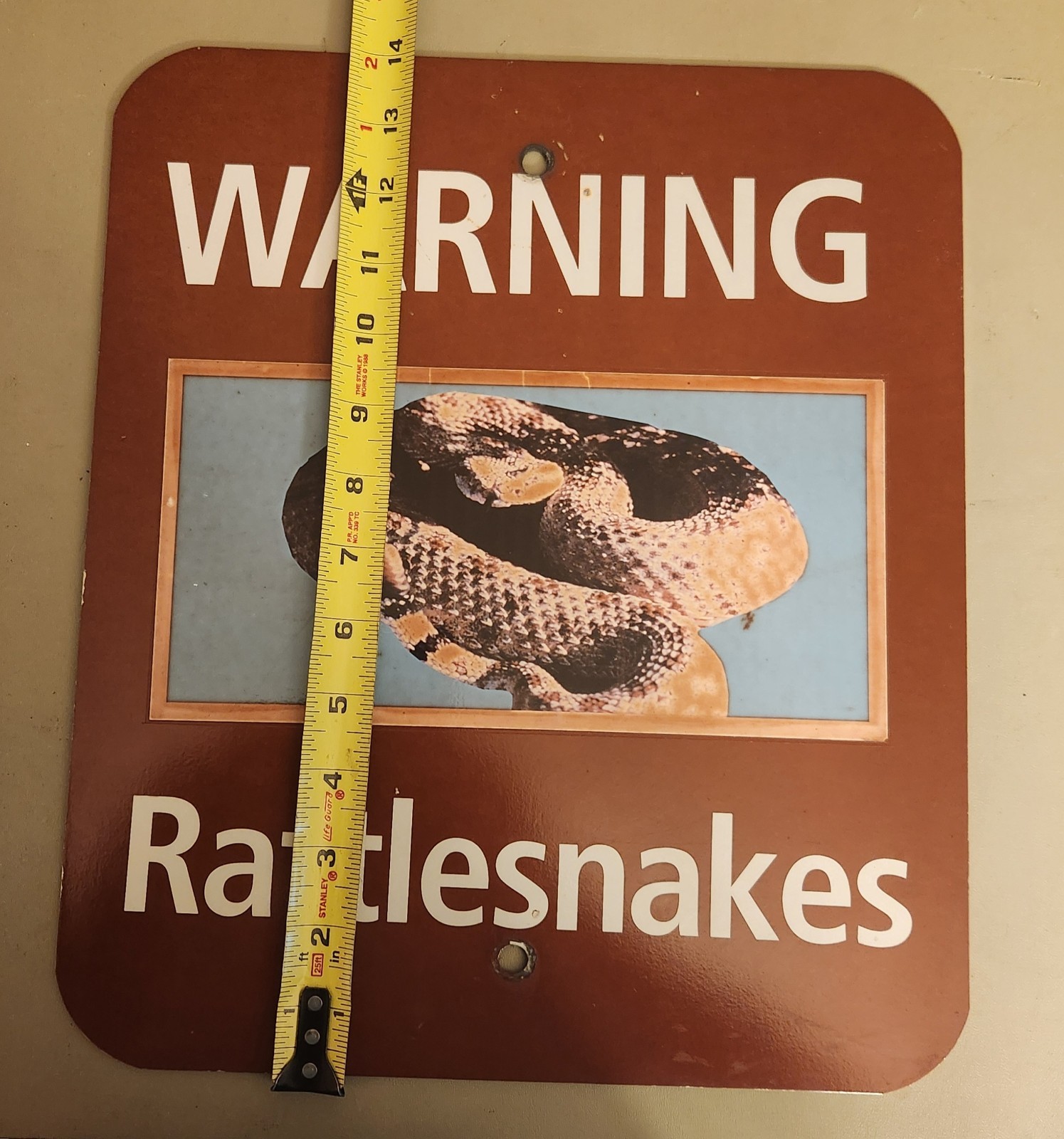 RARE Death Valley National Park WARNING Rattlesnake 14×12 Thick Metal Sign Snake