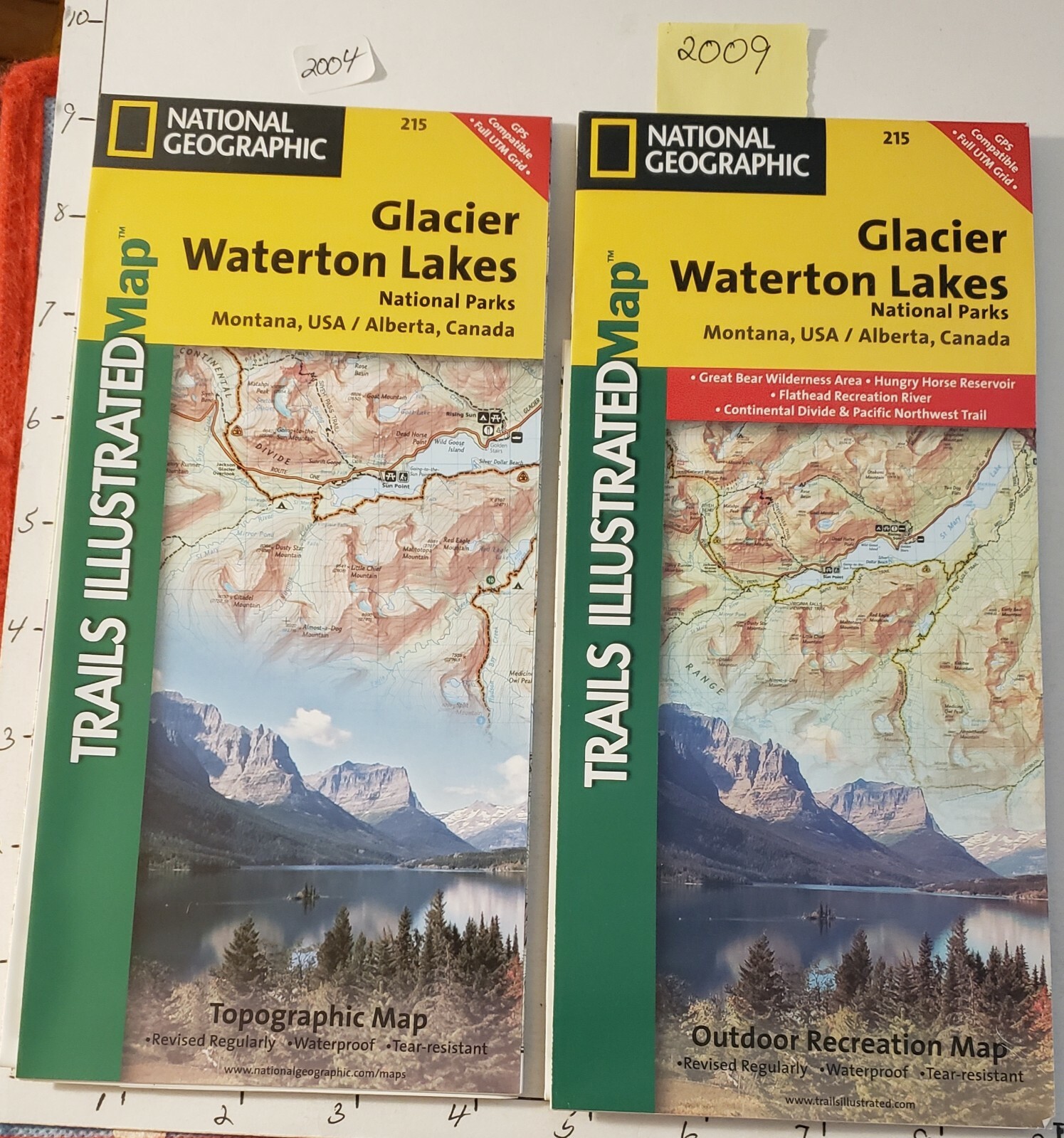 7-GLACIER NAT. PARK MAPS & BROCHURES FROM 1916 TO 2009. SEE DESCRIPTION EX-MINT
