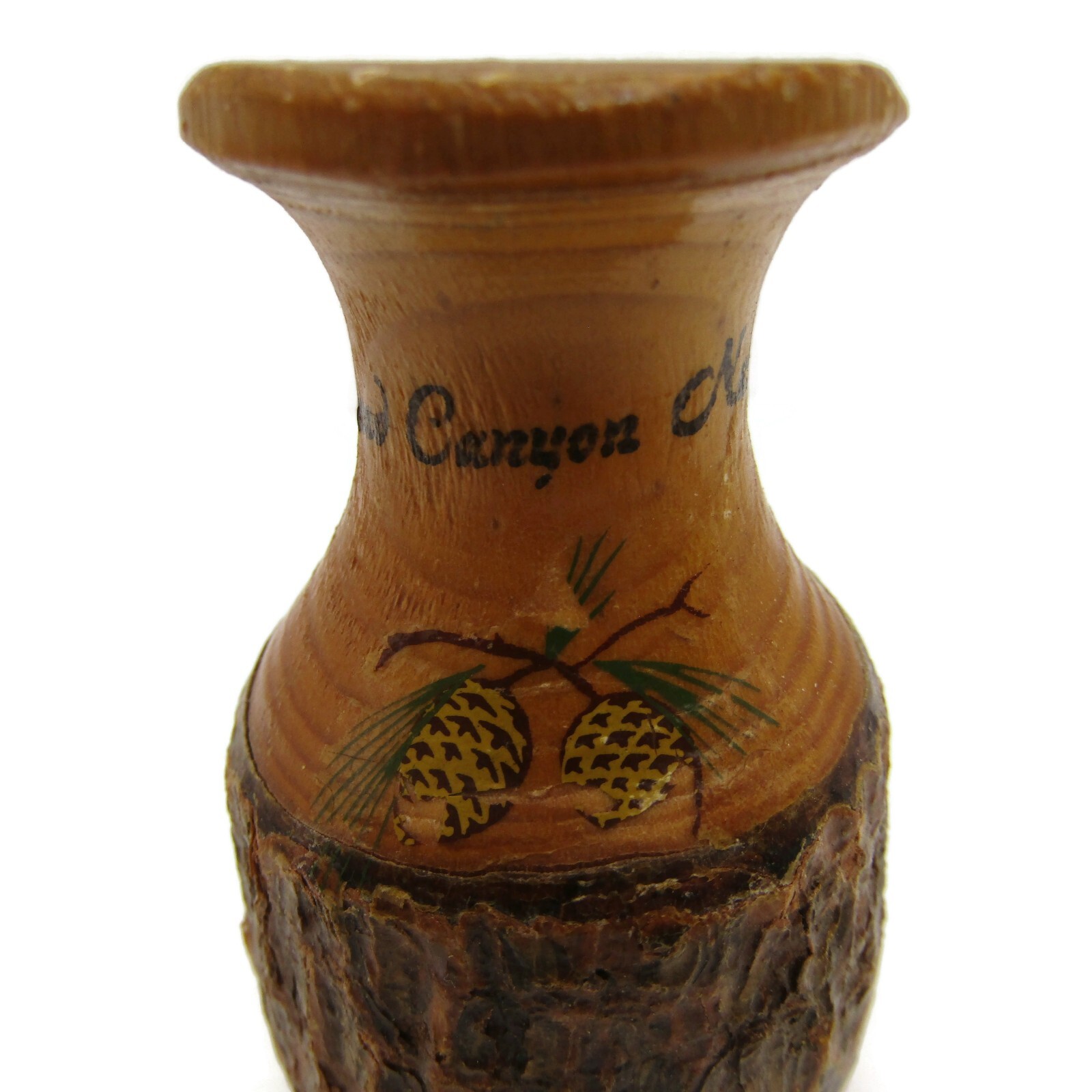 Vintage Grand Canyon Wood Pitcher Jug Souvenir Carved Miniature Rustic Tree Bark