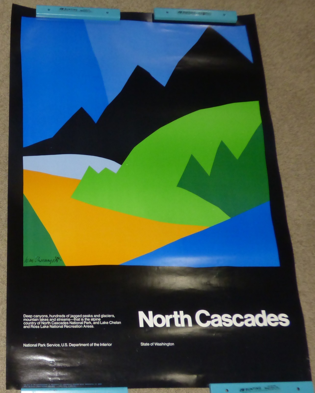 Vtg 1972 Ivan Chermayeff North Cascades National Park Washington State Poster