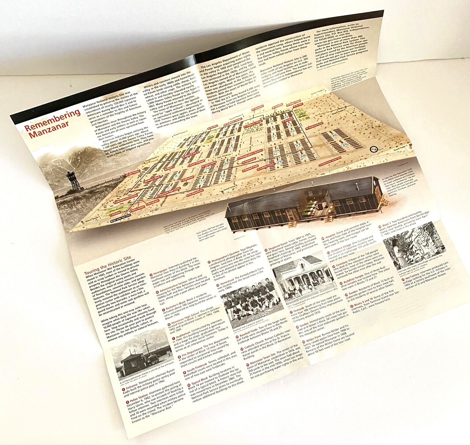 Manzanar National Historic Site Brochure Fold Out Map Vintage 1990s California