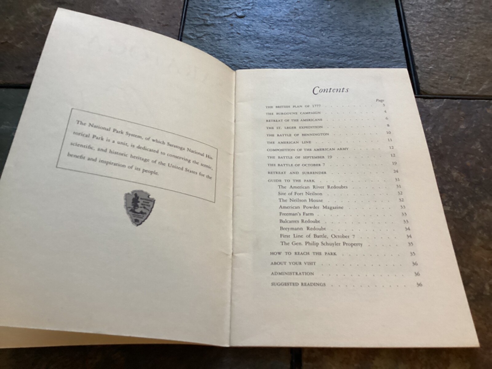1961 Saratoga National Historical Park Guide