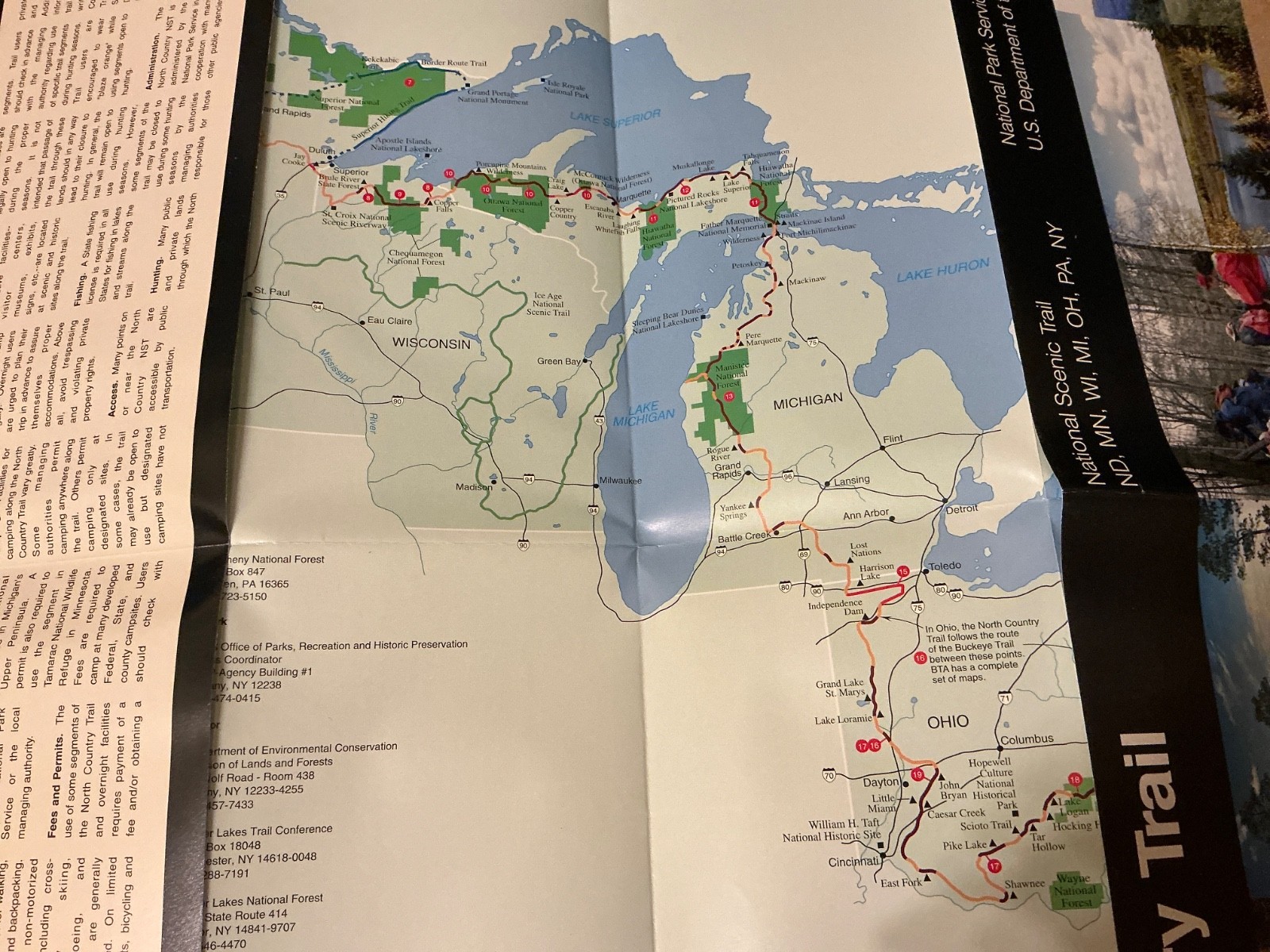 2026 NORTH COUNTRY TRAIL NATIONAL PARK SERVICE UNIGRID BROCHURE/MAP 7 States
