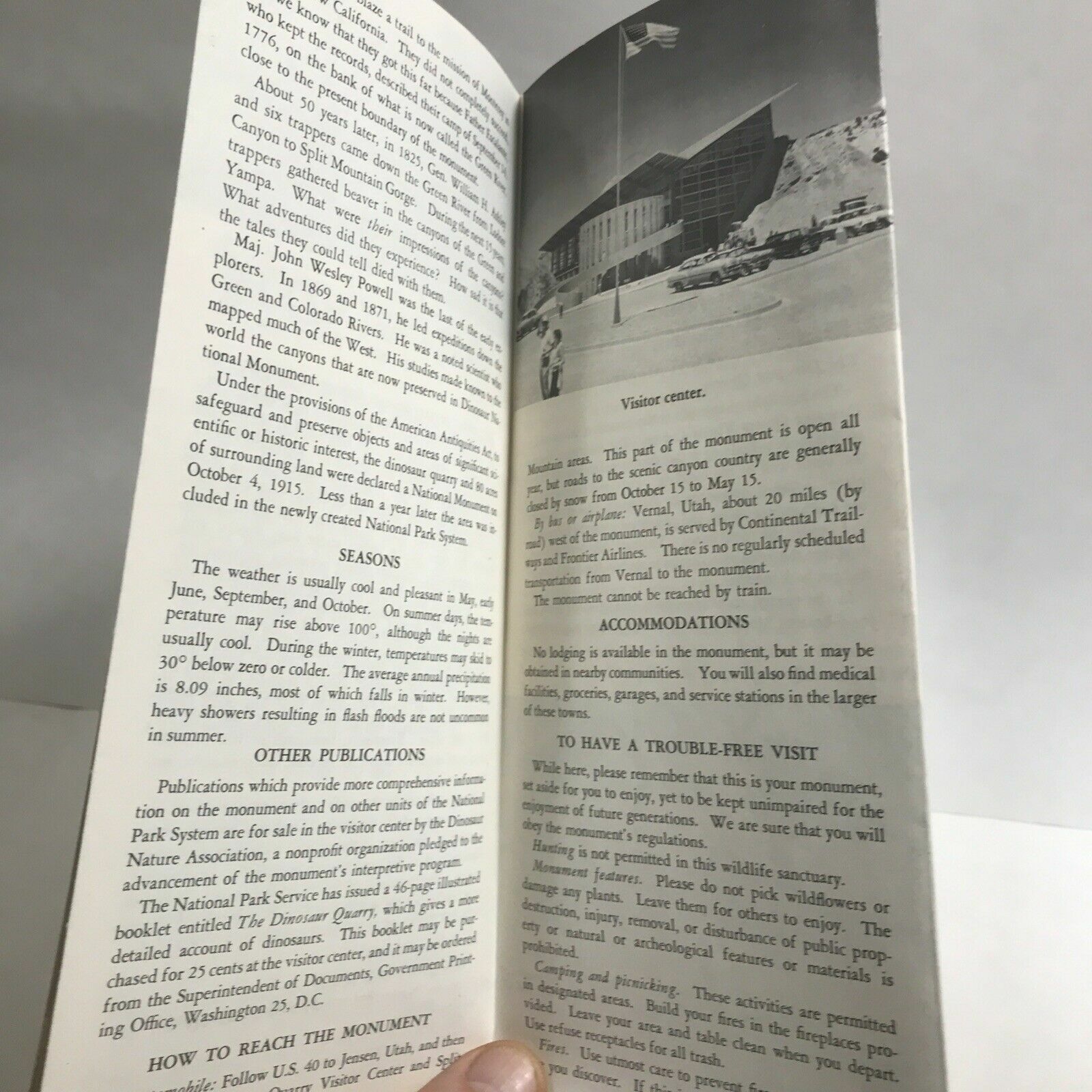 1962 DINOSAUR NATIONAL MONUMENT Highway Road Map Tourist Travel Tour Guide