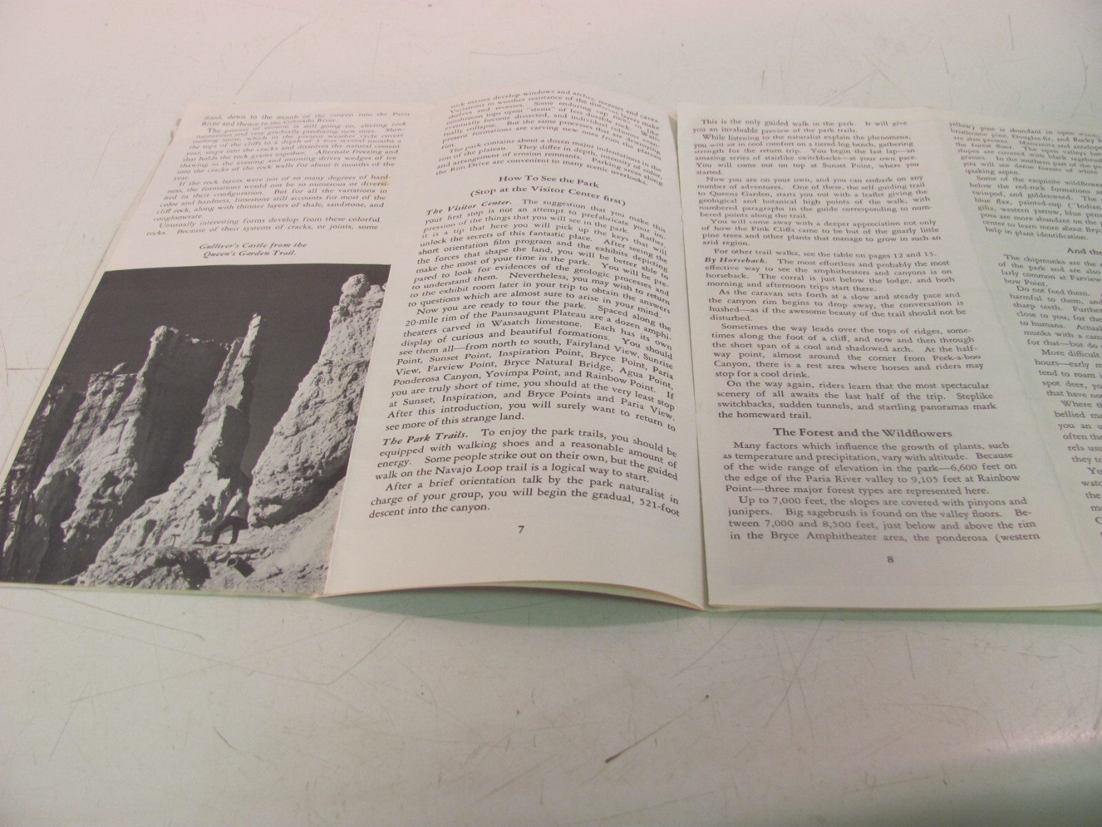 Bryce Canyon National Park Utah Pamphlent Map – Reprint 1966