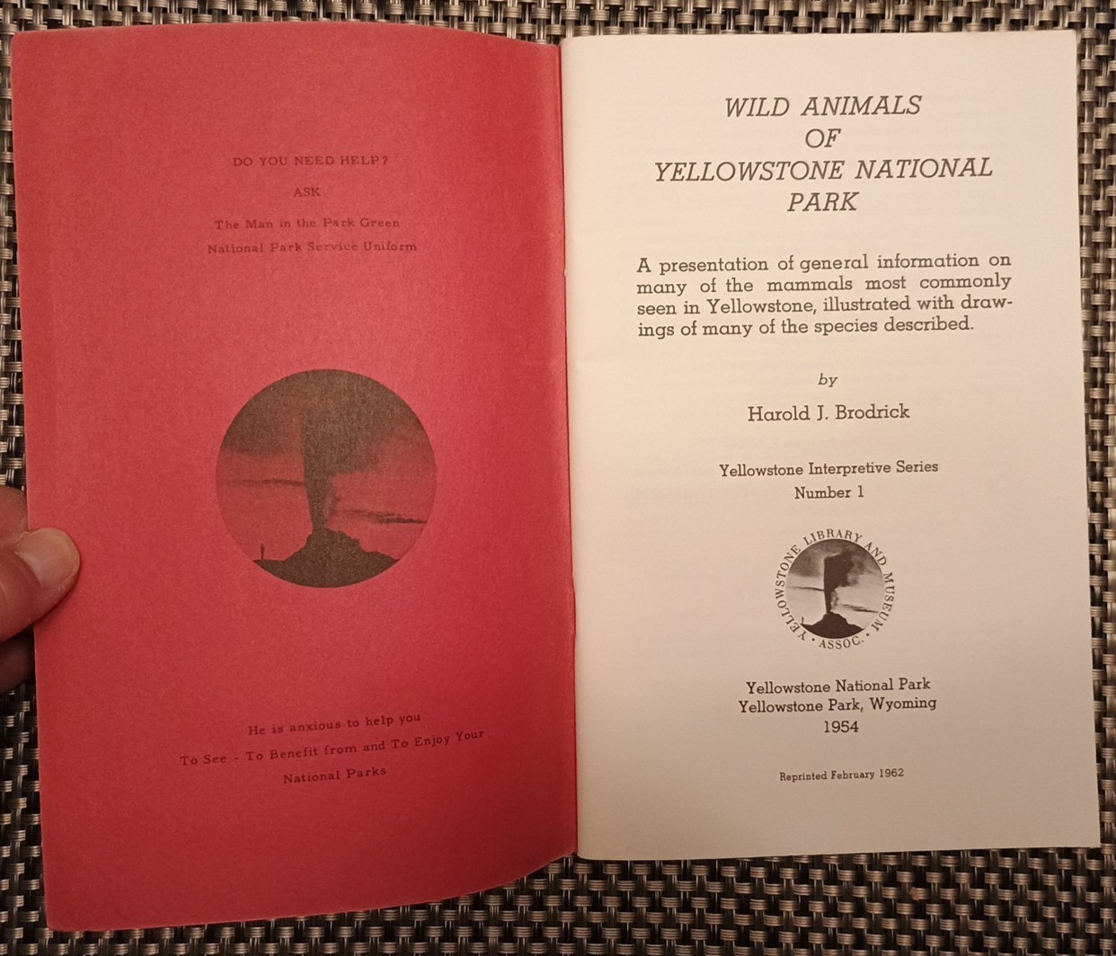 *1962* Wild Animals Of Yellowstone National Park Pamphlet by Harold J Brodrick
