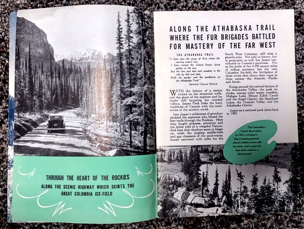 Vintage Jasper National Park in The Canadian Rockies Travel Guide dated 1940