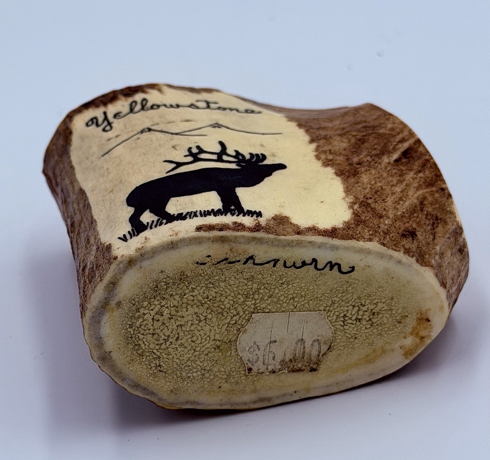 Vintage Yellowstone National Park Elk Antler Souvenir Pen Holder Small 2 1/2″