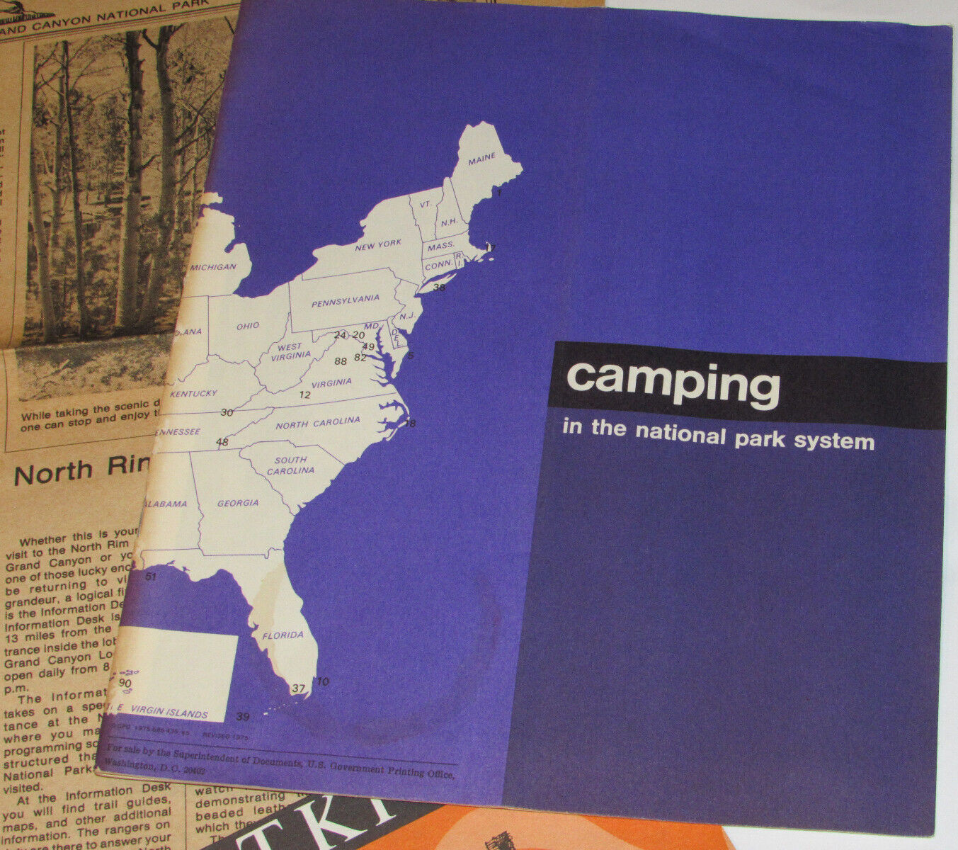 3 1975 NATIONAL PARK ENTRANCE PERMITS! GRAND CANYON/SEQUOIA/PETRIFIED FOREST+MAP