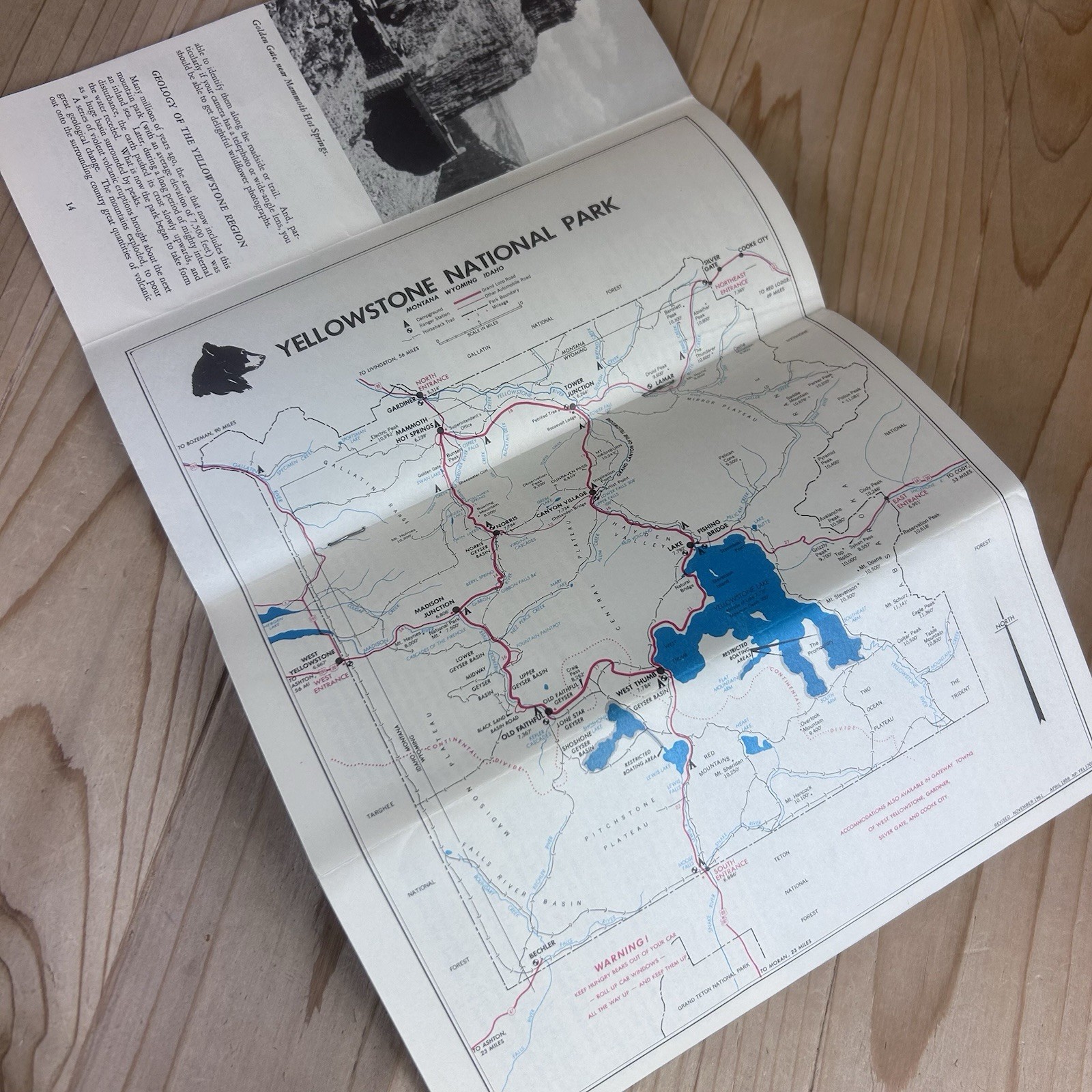 Yellowstone National Park Tourist Brochure 1962 WY Montana Idaho Black White
