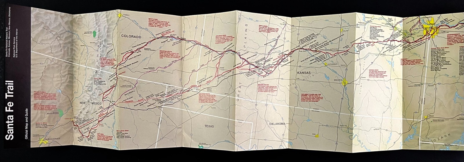 1997 Santa Fe National Historic Trail Vintage Official Map Guide KS CO MO NM OK