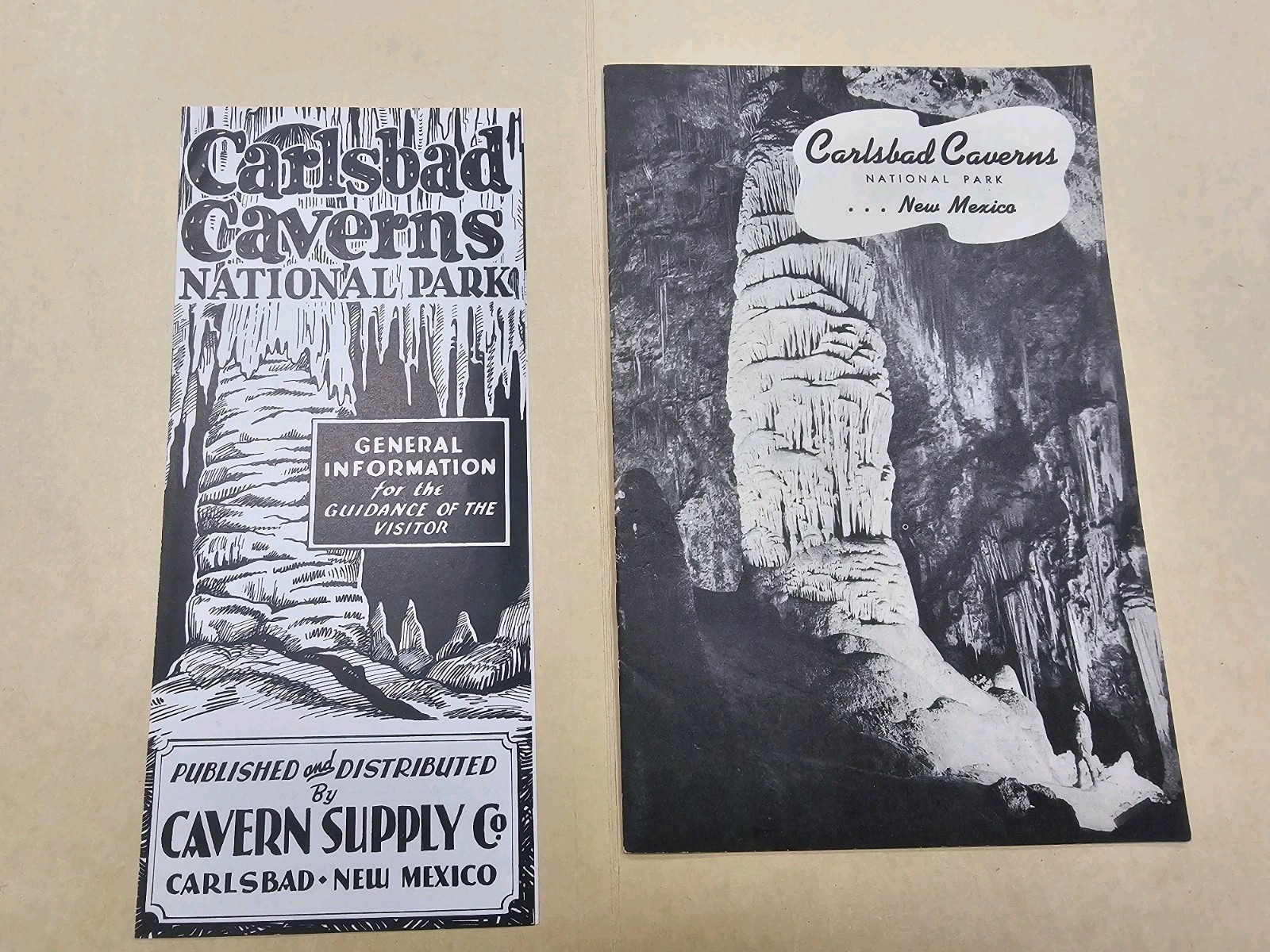vintage 1950 Carlsbad Caverns National Park New Mexico souvenir Tourist Brochure