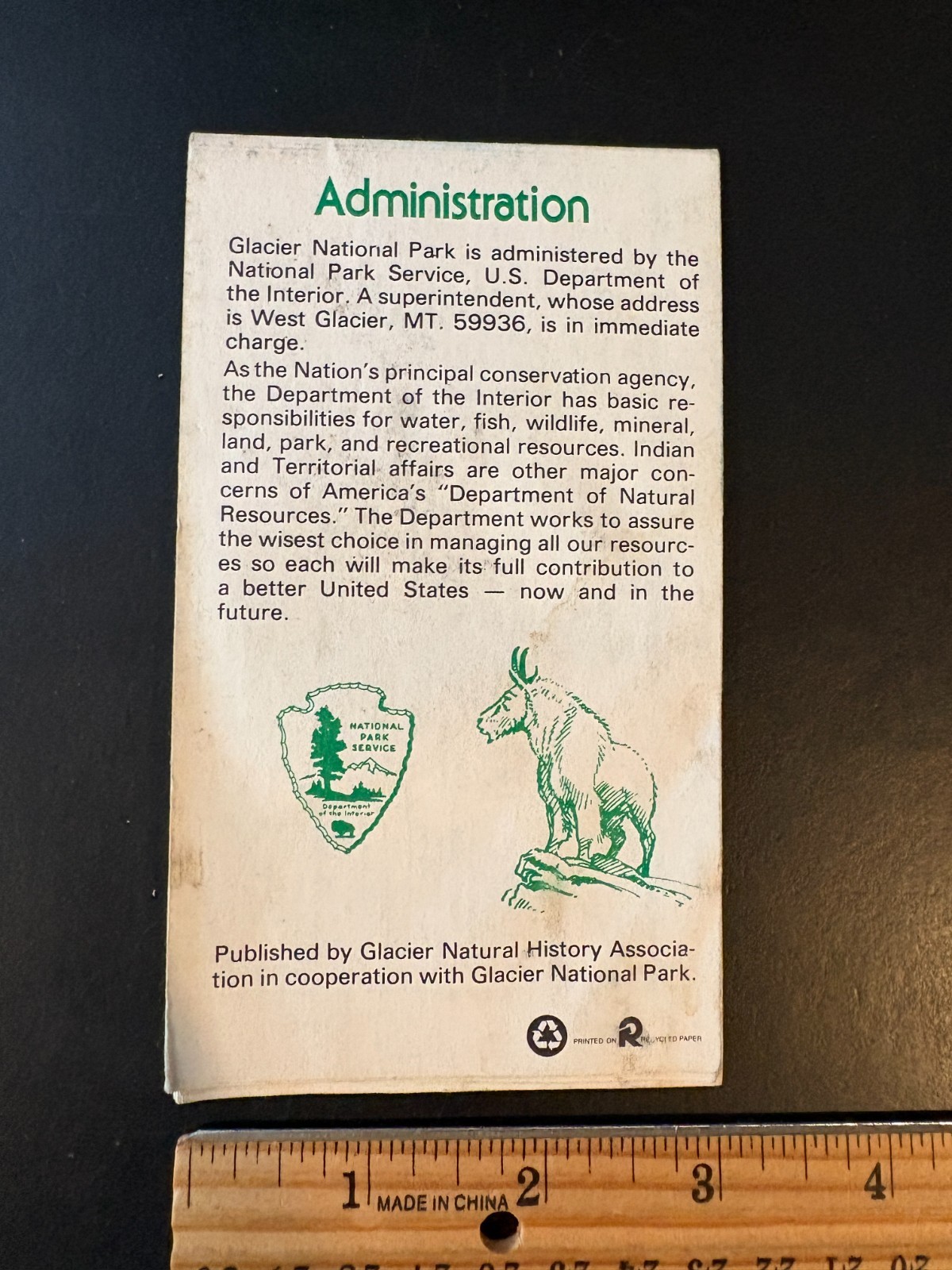 Glacier National Park Montana – Backcountry Map & Trail Guide Ephemera