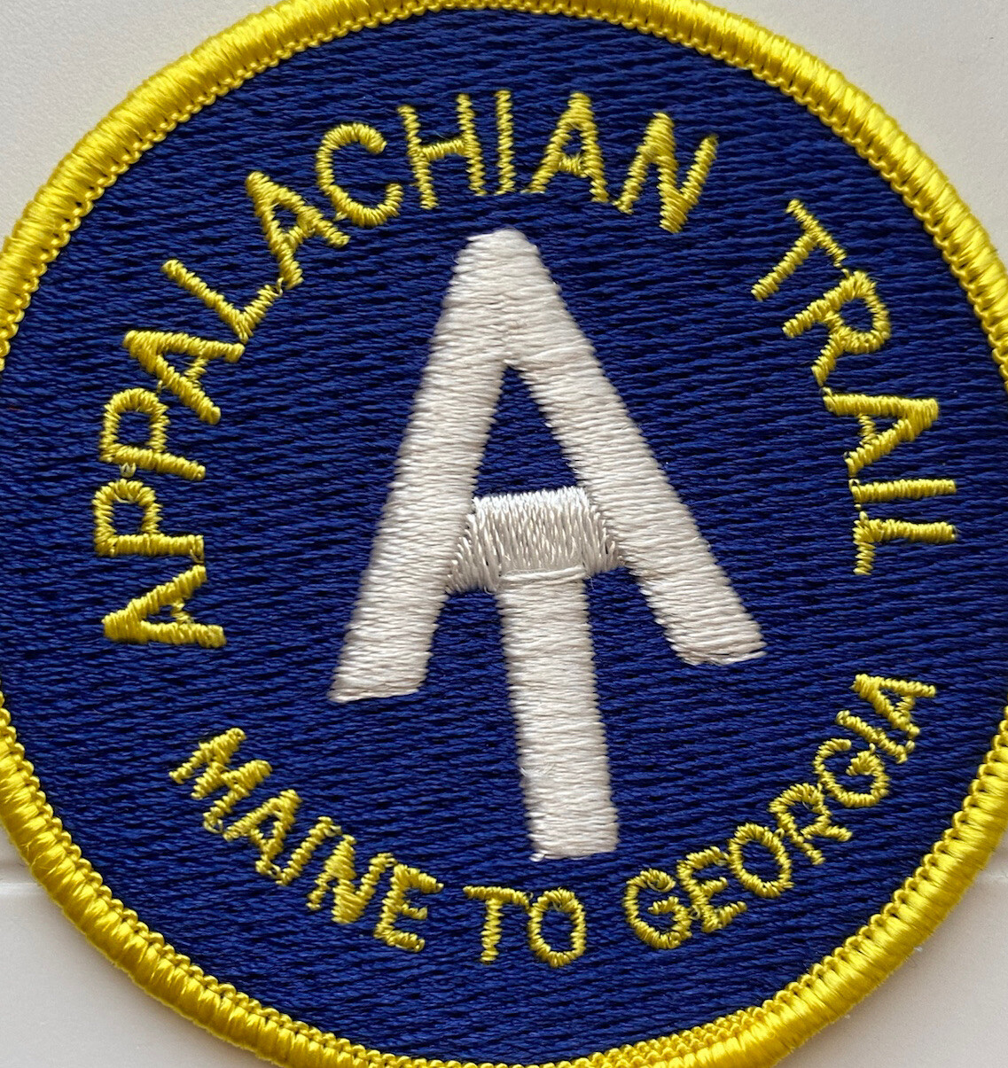 Appalachian Trail Maine to Georgia AT Logo Blue Yellow Round Embroidered Patch